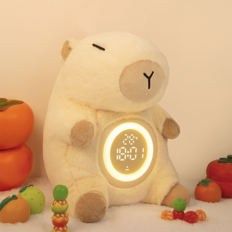 新商品のカピバラのぬいぐるみの目覚まし時計の明かりのアイデアが萌えます。|undefined