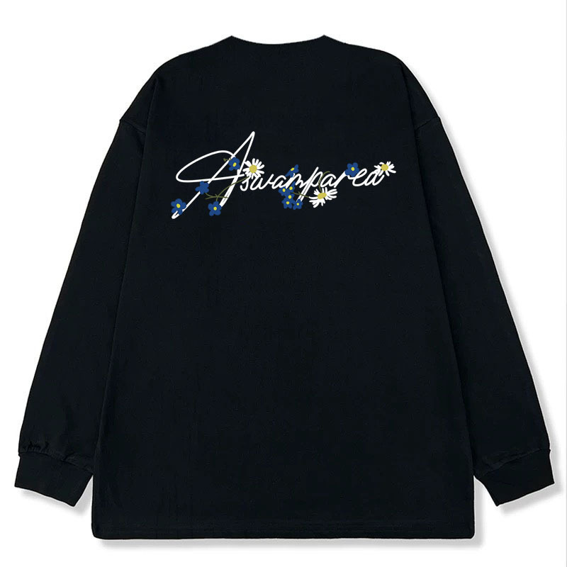 アメリカのトレンディなブランド刺繍ボトムシャツメンズ夏ハイストリートレトロデザインラウンドネックTシャツバイブルーズ長袖トップ|undefined