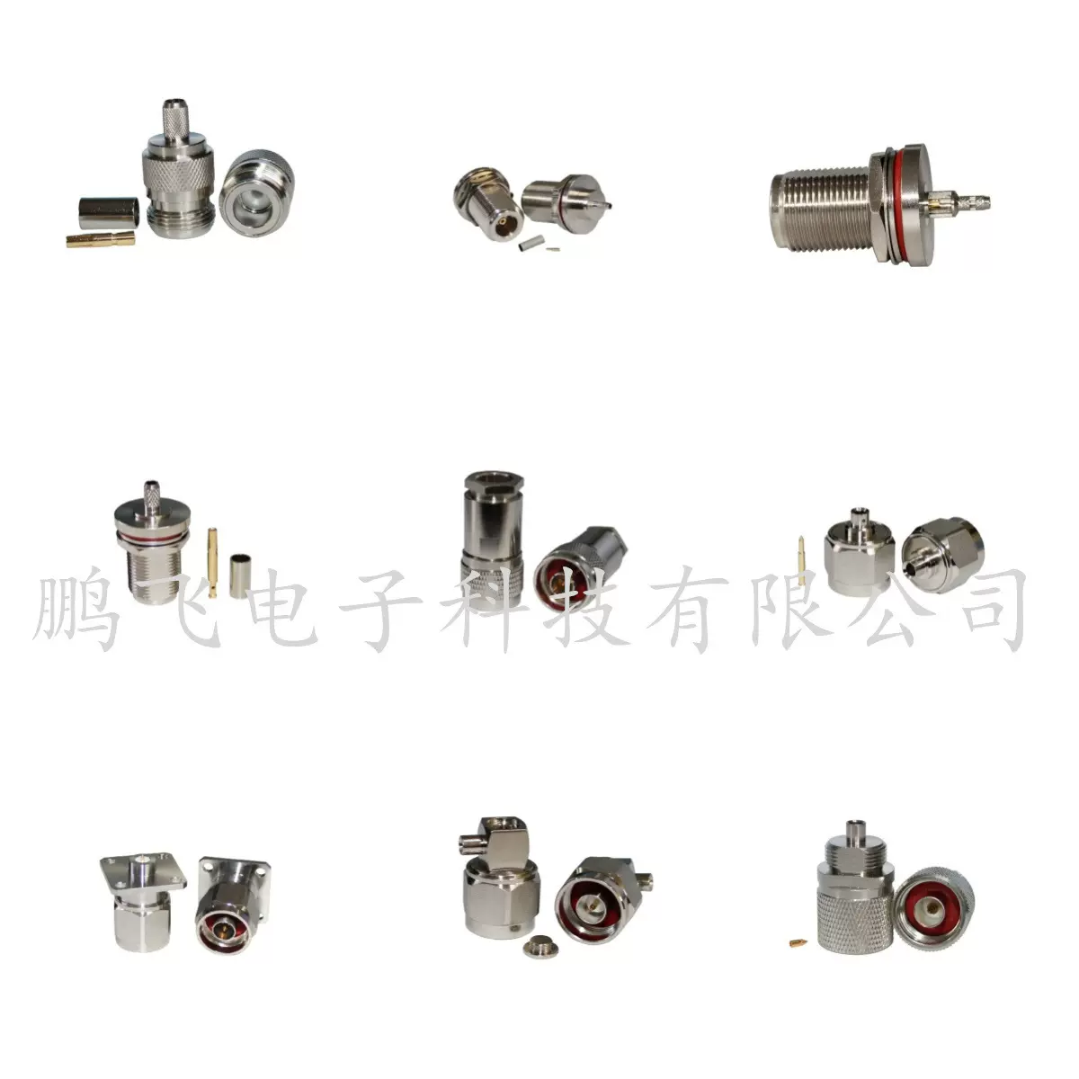 工厂供应N射频同轴连接器全铜镀镍N型公头母头射频连接器