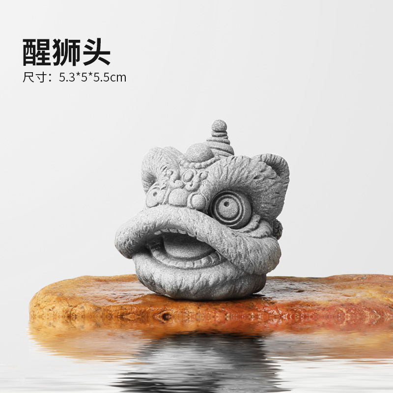 Pecera Arenisca azul Arenisca Dibujos animados Decoración de paisaje de bonsai de león Hippo Decoración de micropaisaje Tallado a prueba de piedra