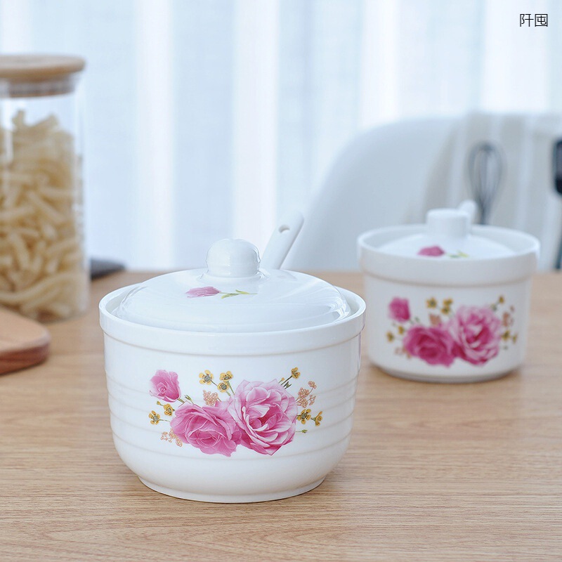 One and a half catties salt jar ceramic seasoning jar large capacity easy to clean kitchen oil spicy pepper jar chili jar seasoning box