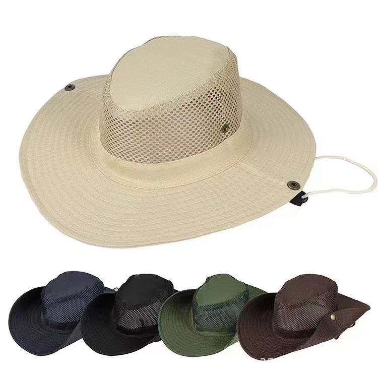 Outdoor solid color cap fisherman cap fishing cap sunshade cap camouflage cap mountaineering cap western straw hat summer breathable wholesale