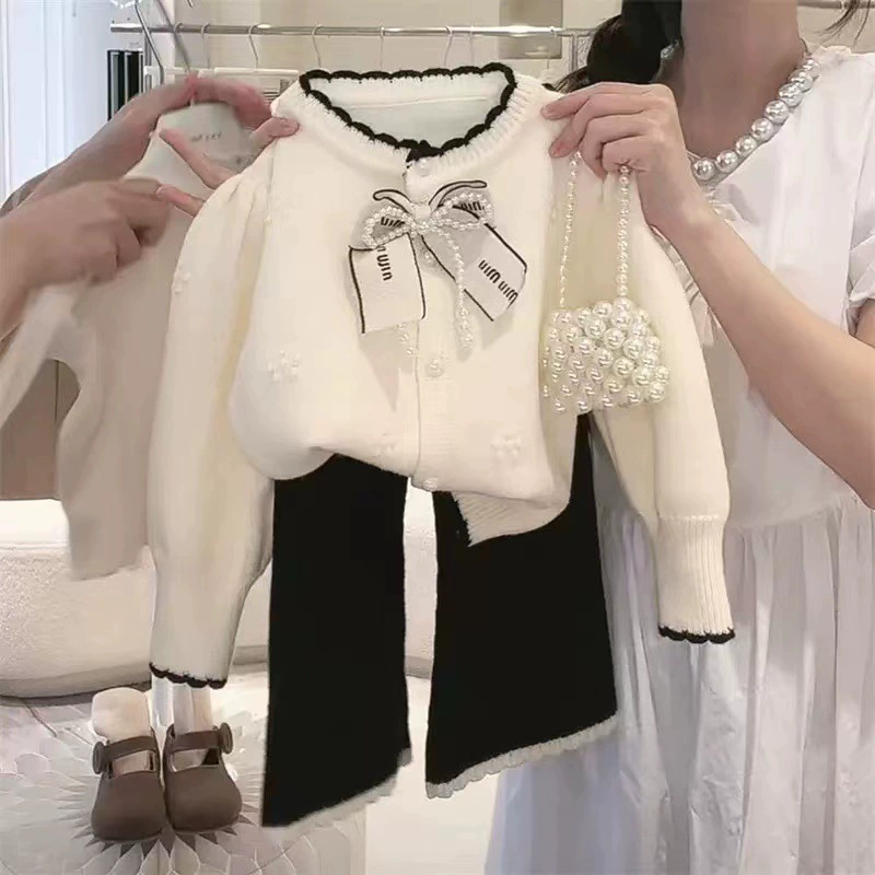 Детский свитер, куртка, осенняя милая набор, стиль Chanel, интернет-звезда