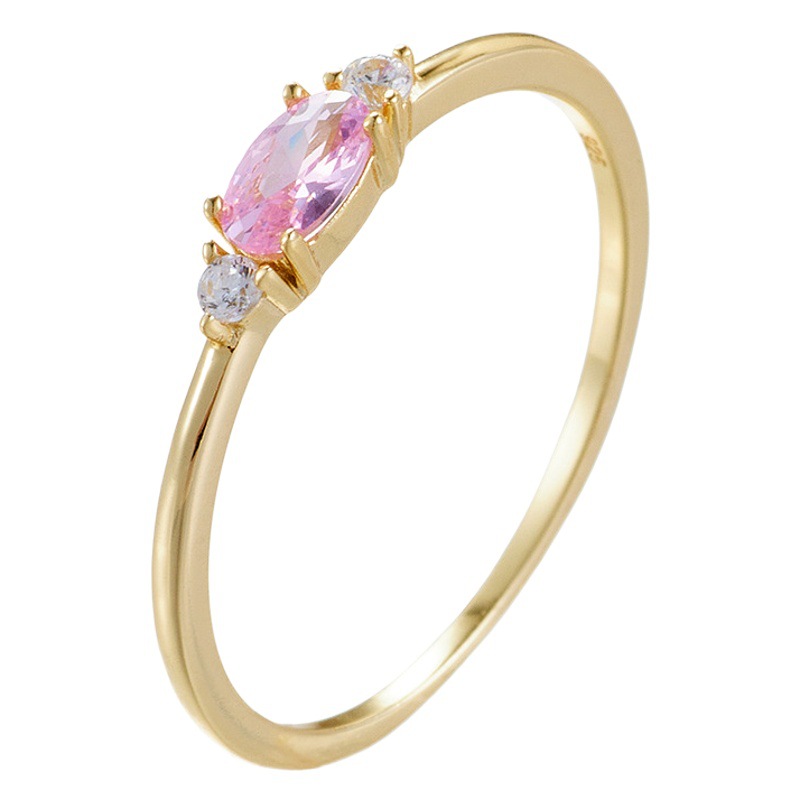 Retro Luz de lujo Rosa circón anillo de plata esterlina hembra europea y americana ins diario de cercanías simple anillo de todo fósforo joyería