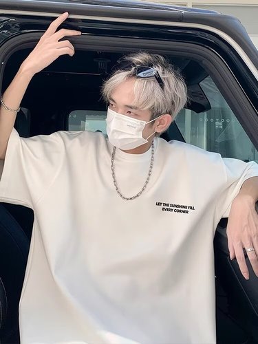 American Street Short Sleeve T-Shirt for Men 2025 Summer New Arrival Korean Style Trendy Brand Loose Casual Top for Men