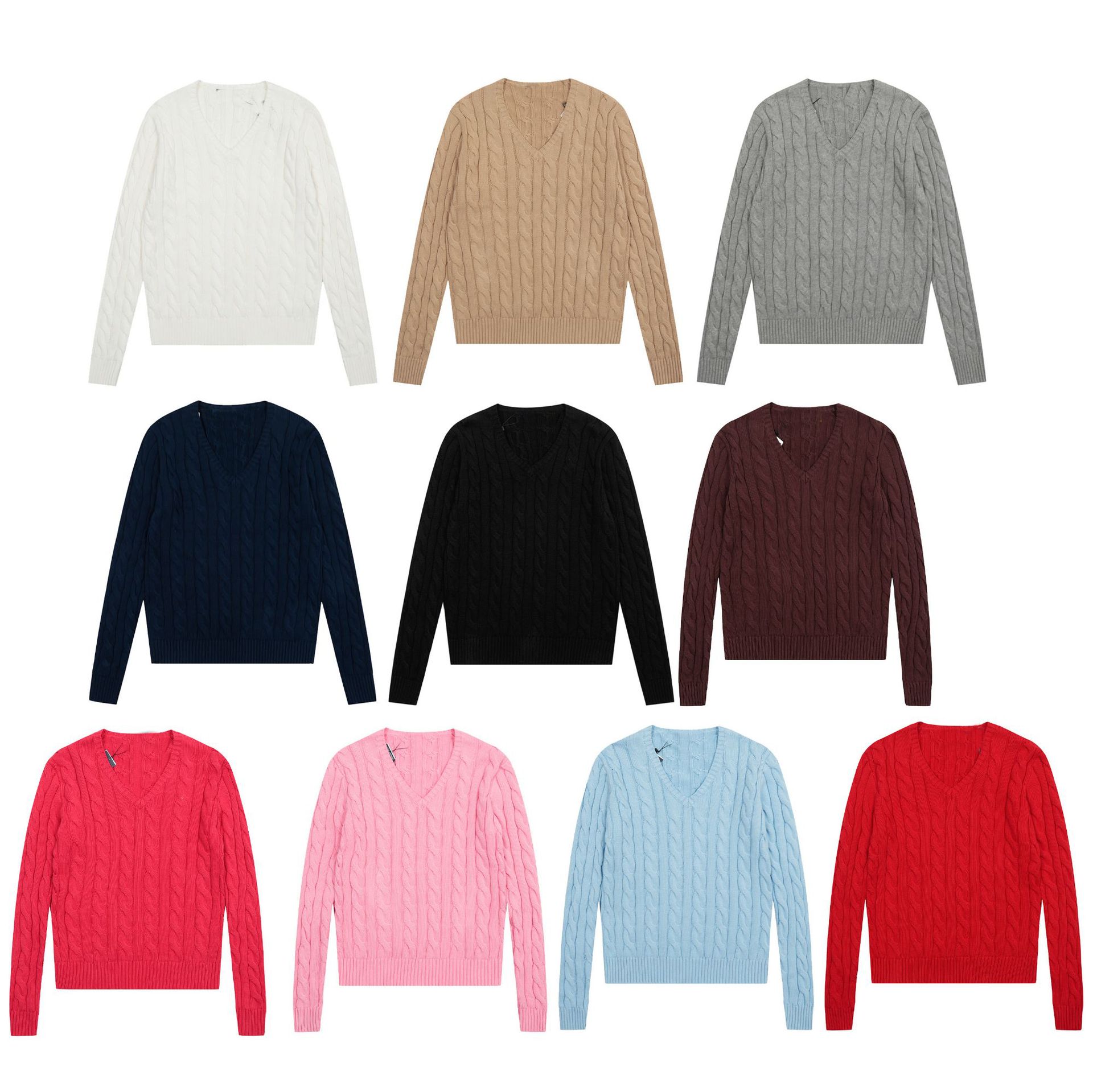 019 Autumn and Winter Lf Home Embroidered Logo Pure Color V Neck Classic Twist Knitted Sweater Slim Ootd Simple Must-Have