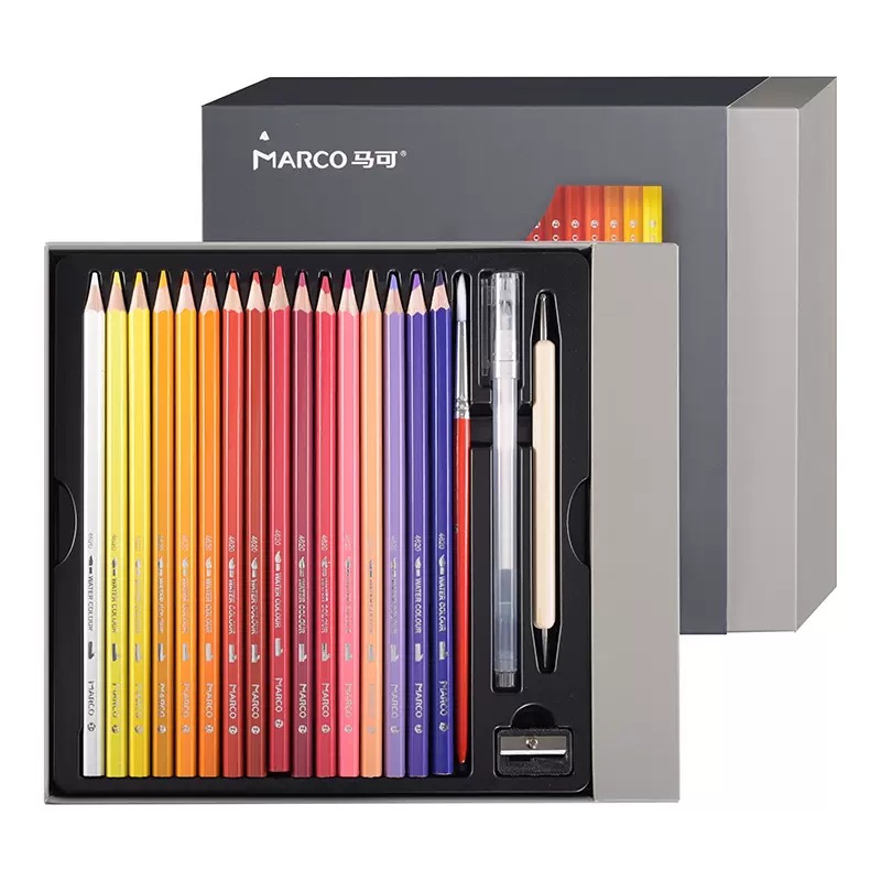 Marco lápiz de color soluble en agua de 24 colores 36 colores de pintura de Grado Uno plomo de color + acuarela escritura de arte de doble uso