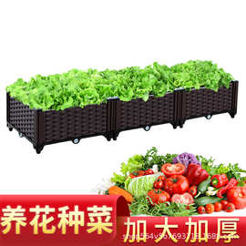 阳台种植箱种菜箱特大家庭楼顶花箱加厚长方形塑料组合花箱花盆槽