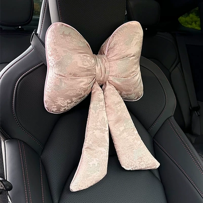 Waist support Lumbar Support, New Chinese Style Creative - imitation-song-brocade-bow-ribbon-headrest-in-pink