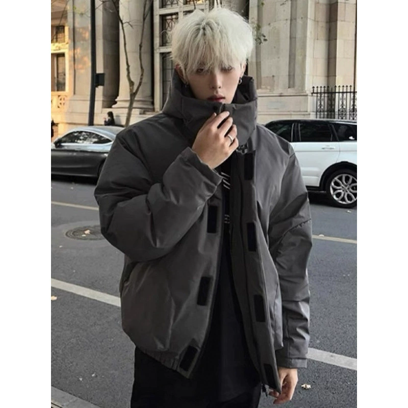 Премиум деконструировать утолщенный зимний свободный с капюшоном мужское американское хлопковое пальто короткое хлопковое пальто ветрозащитное водонепроницаемое теплое пальто