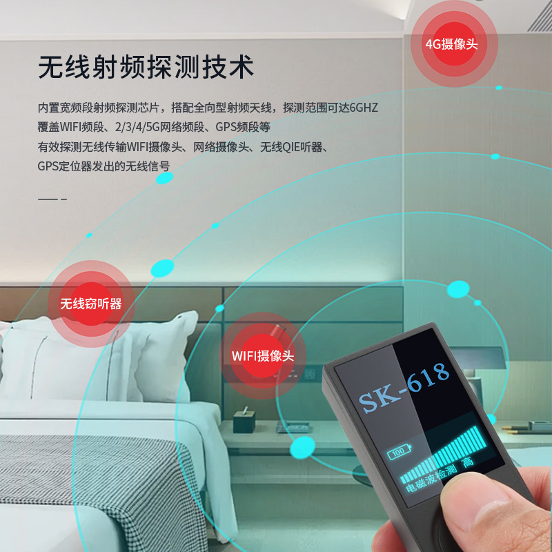 SK-618 スマートカメラ検出器ホテル監視赤外線検出器アーティファクトアンチ盗撮 GPS|undefined