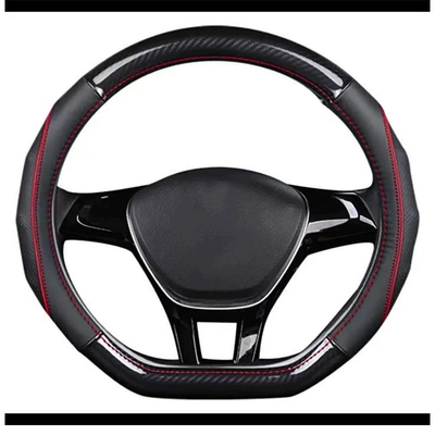 for All Seasons, Sporty, Fashionable, Steering wheel cover - red-d-shape-38cm