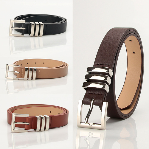 Wholesale European and American fashion trend women's belts versatile classic square pinhole jeans belt belt for women