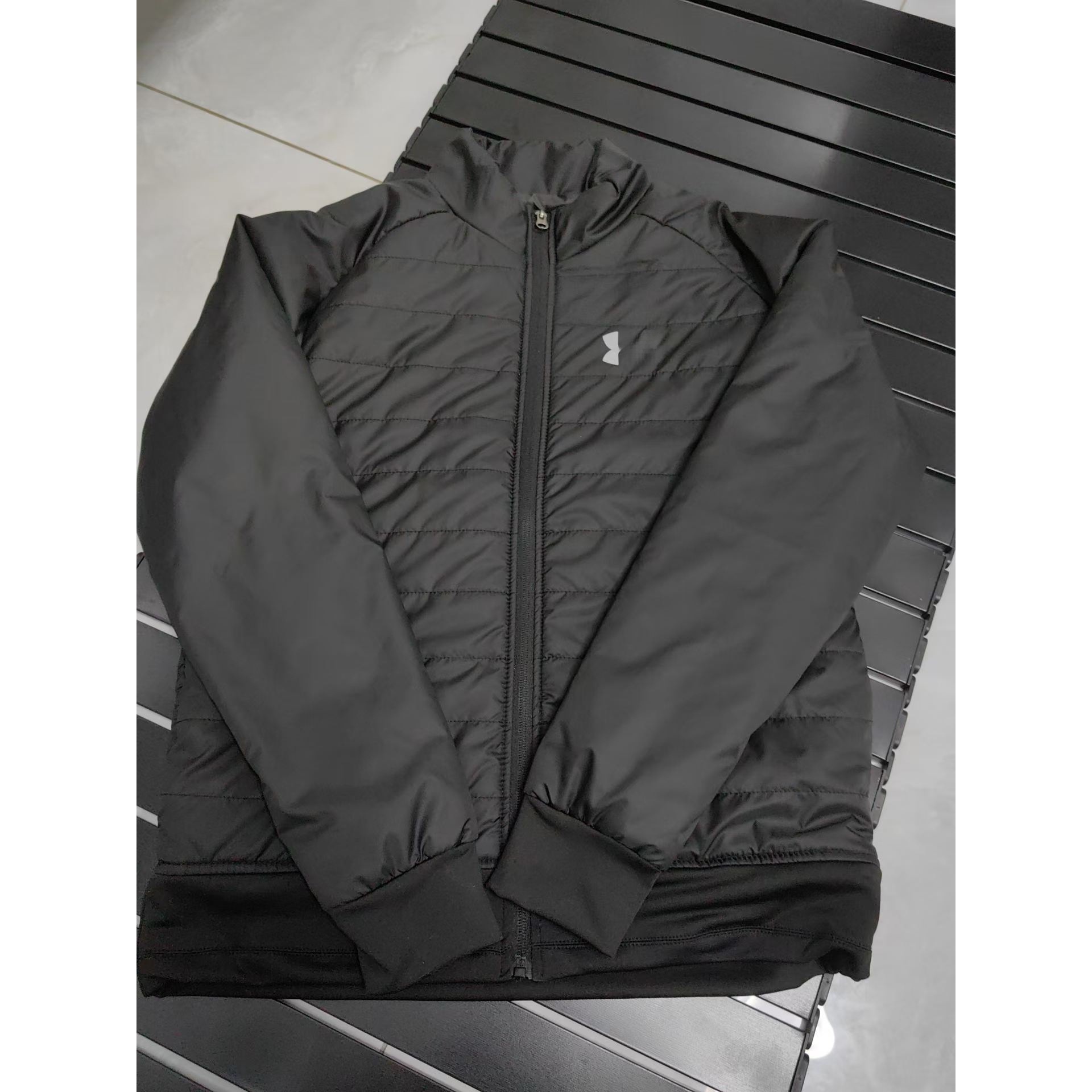 New men's cross-border sports warm stand-up collar jacket, woven long-sleeve zippered reflective lightweight down cotton jacket
