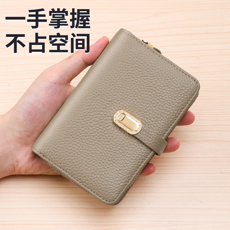 Cartera de longitud media suave de piel de vaca pura, billetera de gran capacidad para mujer, 2024, bolso de tarjeta de monedero de cuero nuevo, múltiples posiciones para tarjetas