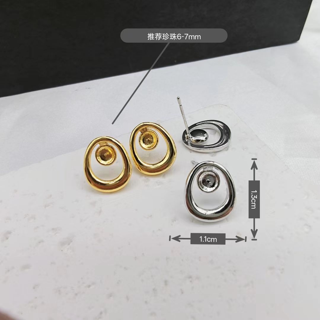 Perla de alta sensibilidad 925 agujas de plata 18k chapadas en oro pendientes huecos accesorios de material femenino fábrica al por mayor