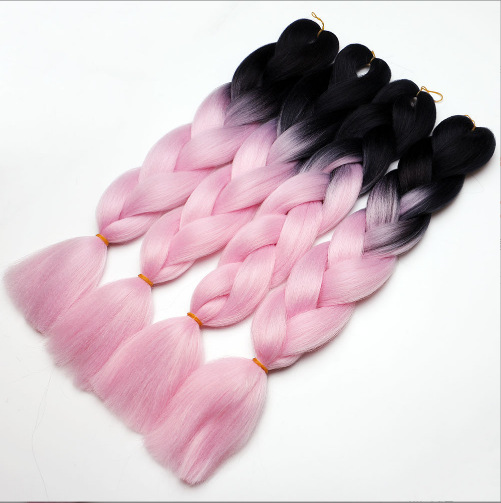 Peruca trenzada de color gradiente color químico delgado gran trenzada seda de alta temperatura