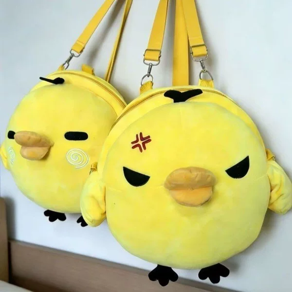 New trendy nose-hole chicken backpack, Rilakkuma and little yellow chicken plush toys, cute and adorable chicken dolls, children's school bag
