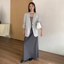 TG 高级感气质飘带V领西装外套女2025秋季新款显瘦垫肩上衣25711