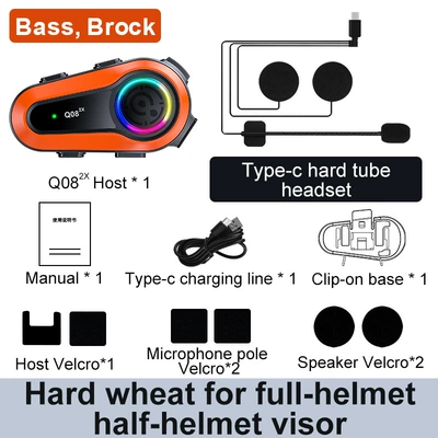 Q082X Helmet Bluetooth Headset 1000m Dual-Intercom Motorcycle Helmet Headset Amazon's Best-Selling Product (Motorcycle Helmet Headset) - orange-hard-mark