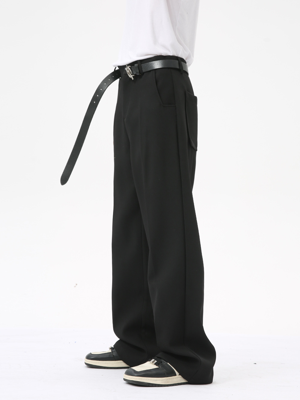 MTLCLOTHES Hombres| 2024 otoño nuevo producto coreano de alto lujo simple de color sólido pantalones casuales rectos sueltos