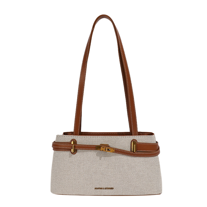 Textura de lino simple versátil alta sensación bolso de hombro de nicho para mujeres de diseño de viaje al trabajo bolsa de ocio