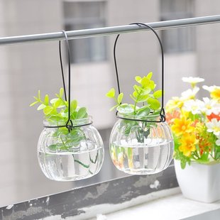 Hanging Transparent Glass Vase Pumpkin Hanging Bottle Hydroponic Flower Vase Indoor Garden Home Decoration Bottle Candle Cup