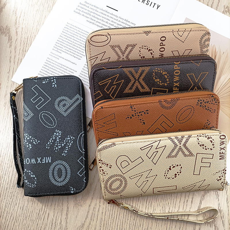 New women's wallet with PU lettering, fashionable and versatile, cross-border high-end feel, large capacity, practical zipper clutch bag, wholesale New women's wallet with PU lettering, fashionable and versatile, cross-border high-end feel, large capacity, practical zipper clutch bag, wholesale