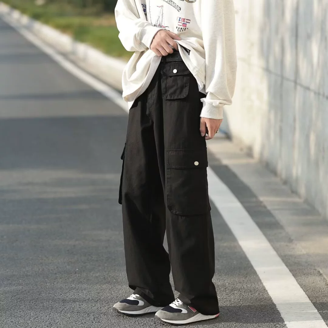 Штаны в японском ретро стиле Tide, oversize, свободный прямой крой