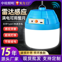 led感应充电灯 新款蓝色金字塔充电灯户外防水挂钩感应应急灯批发