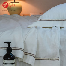 出口棉麻天丝亚麻床上四件套床单被套日式简约2024款全棉柔软床品