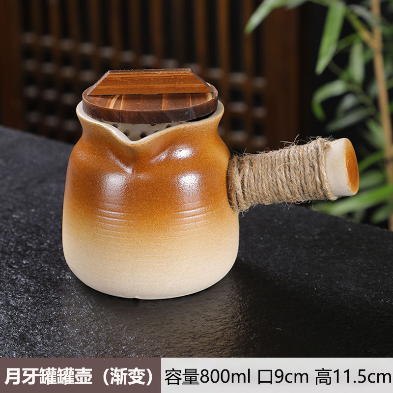 [con cubierta] horno de té de leche de horno de cocción de té de horno de cerámica gruesa de fuego abierto mango lateral del conjunto de tazas de té al por mayor