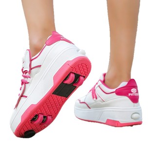 Girls' Heelys Shoes Summer Student New Children's Four-Wheel Automatic Skating Shoes Medium and Large Children's Sports Roller Shoes