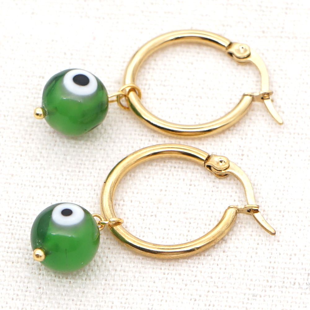 Bohemian Wild Fashion Eye Beads Big Hoop Earrings display picture 7