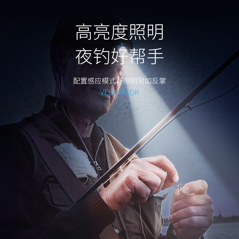 迷你便携头戴灯户外夜钓巡逻头戴灯USB充电随身ABS头灯挥手感应|undefined