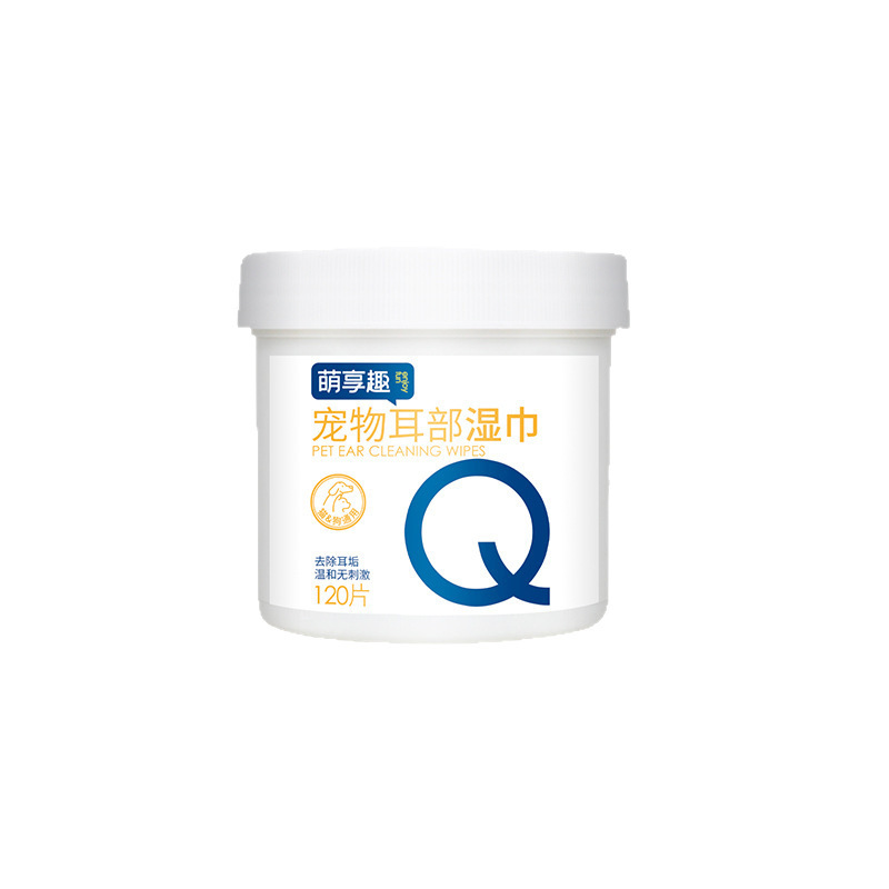Mengxiangqu ペット耳掃除ワイプ 不織布 120 枚 ボトル入り Mengxiangqu ペット専用ウェットワイプ ​|undefined