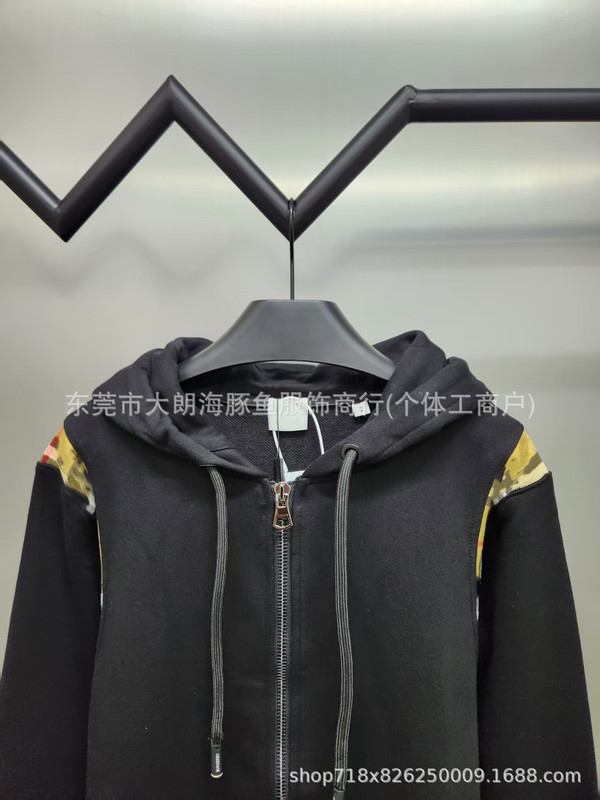 毒家 正确版 B家格纹裁片拉链连帽卫衣高定英伦风百搭学院外套潮|undefined