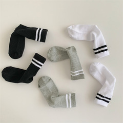 ins兒童襪子夏季網眼鏤空中筒襪男女寶寶學院雙槓條紋薄款透氣襪