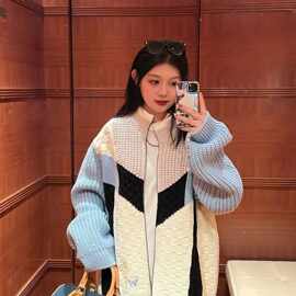 正确版本驴家明星同款刺绣时尚百搭休闲风外套针织衫上衣男女款秋
