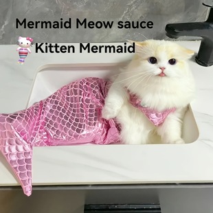 Pet Cat Mermaid Clothes Funny Modeling Shooting Props Swimsuit Bikini Clothing Human Fish Tail Clothes