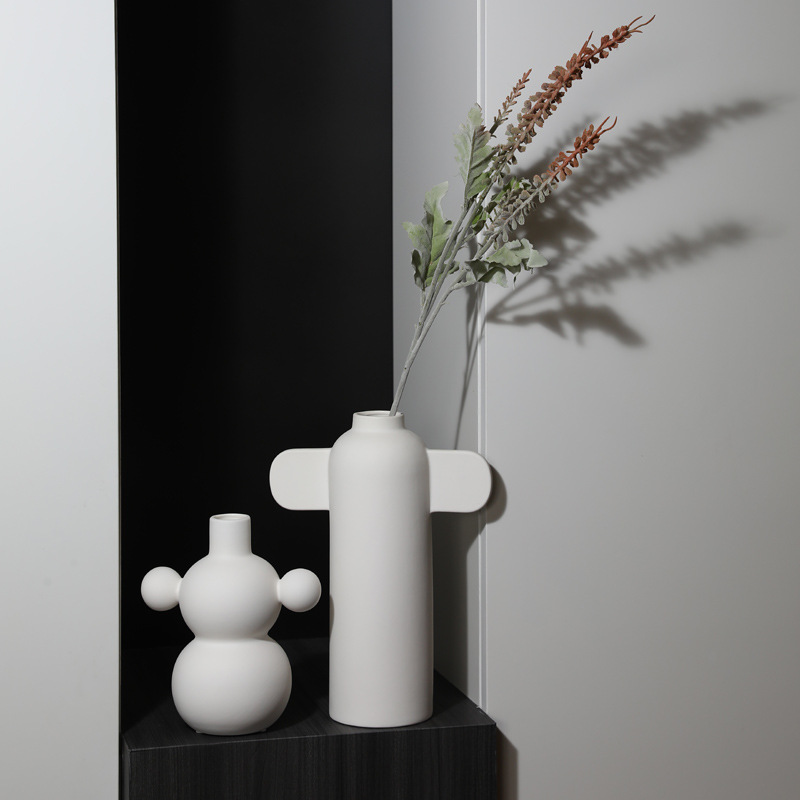 Nordic ins estilo jarrón de cerámica blanca moderna minimalista artística sala de estar decoración flor seca arreglo floral decoración suave