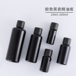 现货黑瓷紫晶香水瓶 10-100ml纯黑料香薰玻璃空瓶 欧款黑色精油瓶
