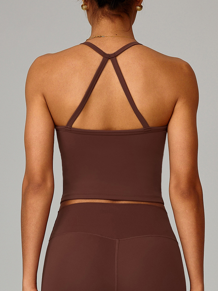 Cross-Border Winter Brushed Beautiful Back Yoga Vest Quick-Drying Fitness Top Outer Wear Running Sports Vest for Women 8519