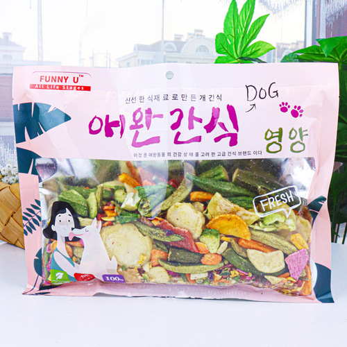 Original supply pet food dog snacks wholesale freeze-dried fruit and vegetable crisps 500g mixed with dog food and soaked in milk