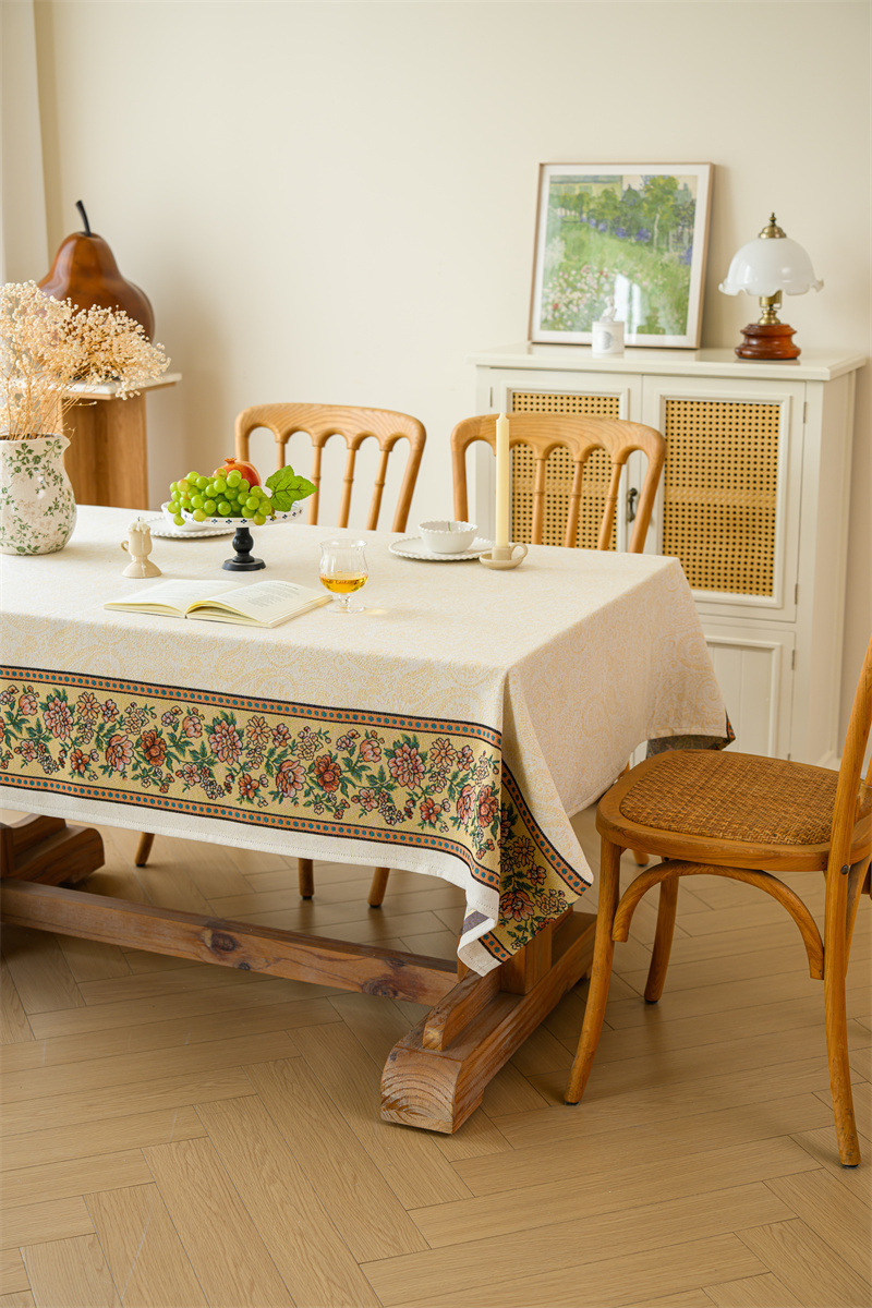 Vintage Jacquard Tischdecke Mit Blumenmuster Im Retro-stil_voghion.com