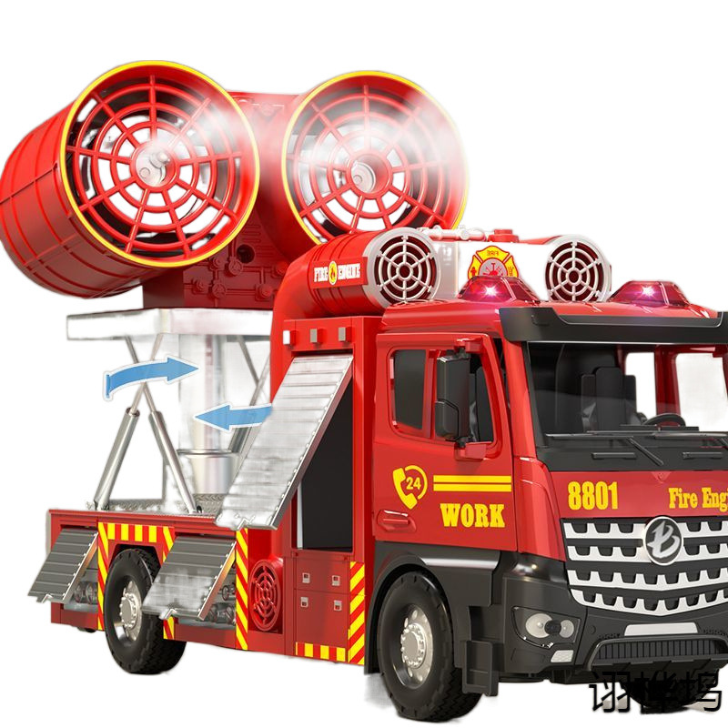 슈퍼 대형 합금 소방차 장난감 어린이 연기 배기 트럭 스프레이 트럭 엔지니어링 자동차 구조 자동차 소년 자동차 모델