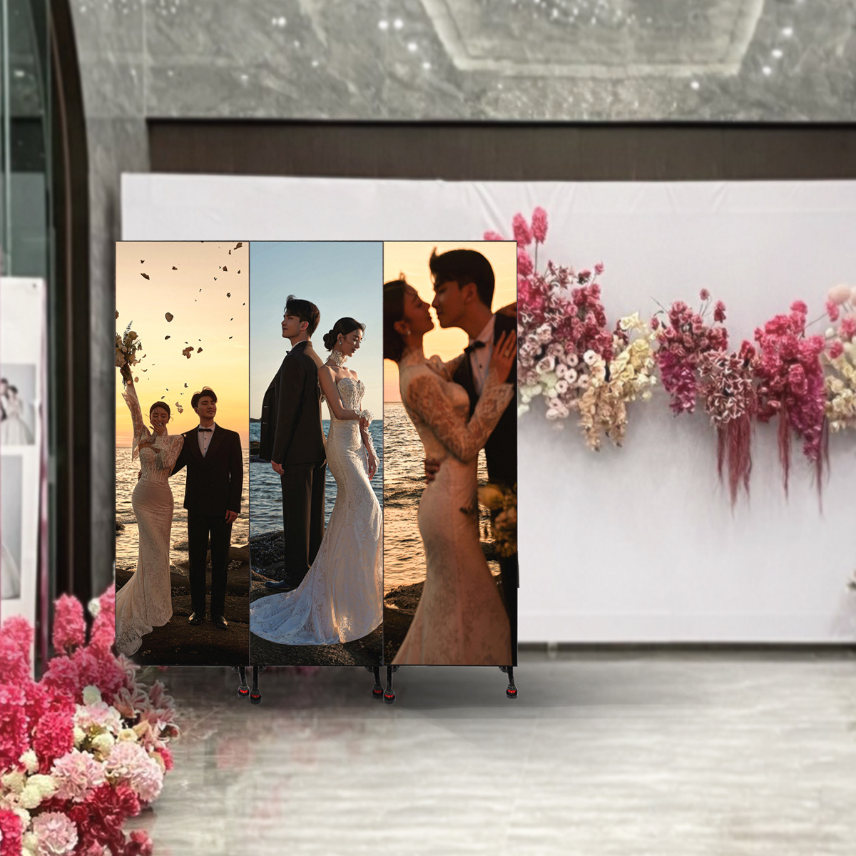 P1.25led máquina de publicidad interior sin costuras HD pantalla de cartel móvil de red hotel ahorro de energía pantalla de publicidad LED