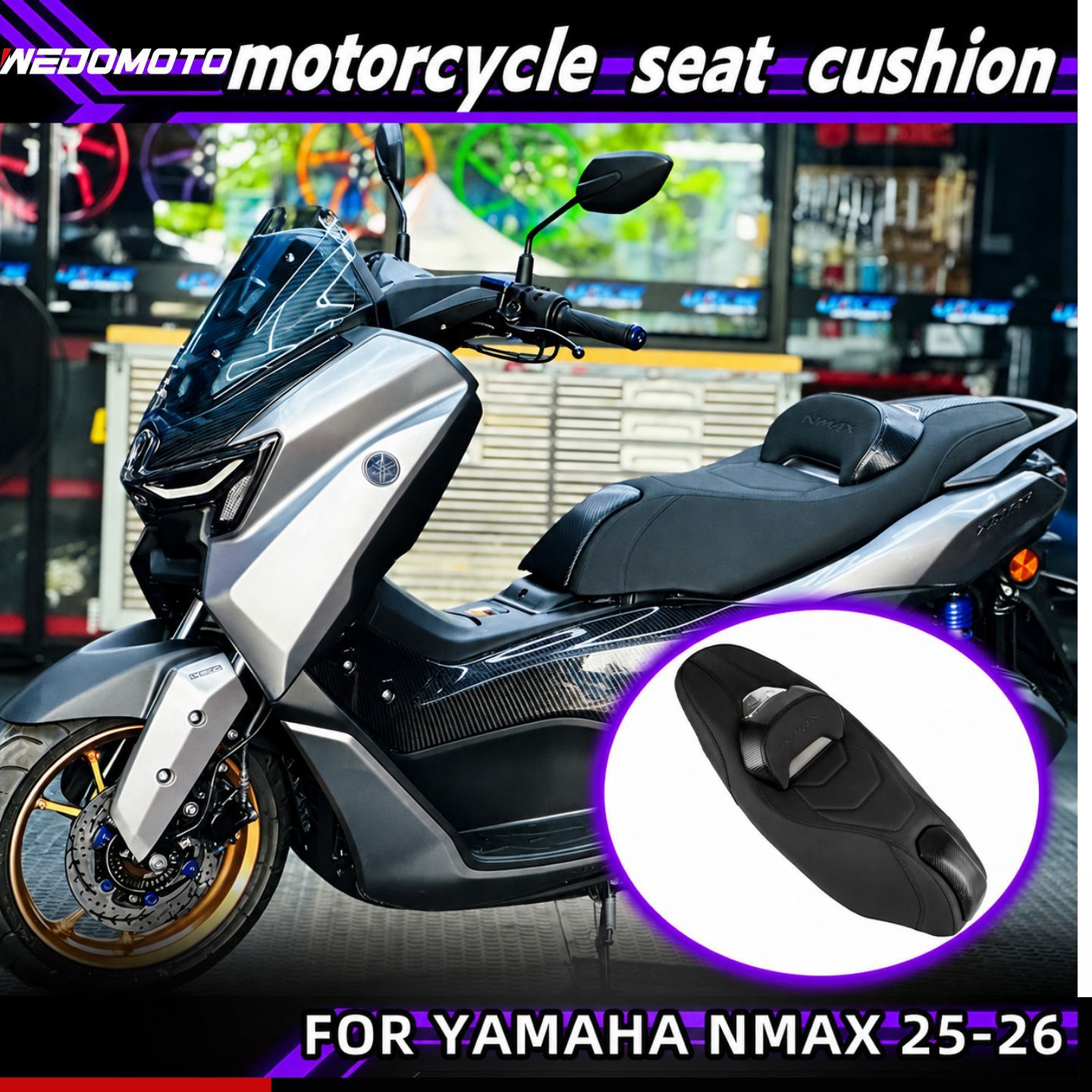 Suitable for 25-26 Models of Yamaha Nmax155 V3 Modified Indonesian Version Seat Cushion, Heightened Lumbar Support Seat Cushion