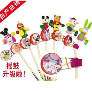 Temple Fair Toy Stall Shake Wooden New Man Drum Drum Hand Shake Wooden Puppet Puppet Happy Heart Wooden Hot