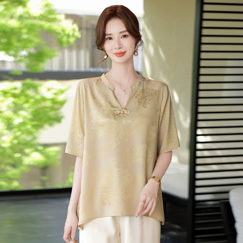 Новая китайская рубашка с короткими рукавами новая рубашка с короткими рукавами для мамы
